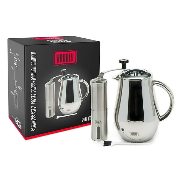 Marky Products Stainless Steel Thermal Carafe French Press Coffee Maker Grinder Coffee Pot Beverage Dispenser Marky Products Stainless Steel Thermal Carafe French Press Coffee Maker Grinder Coffee Pot Beverage Dispenser